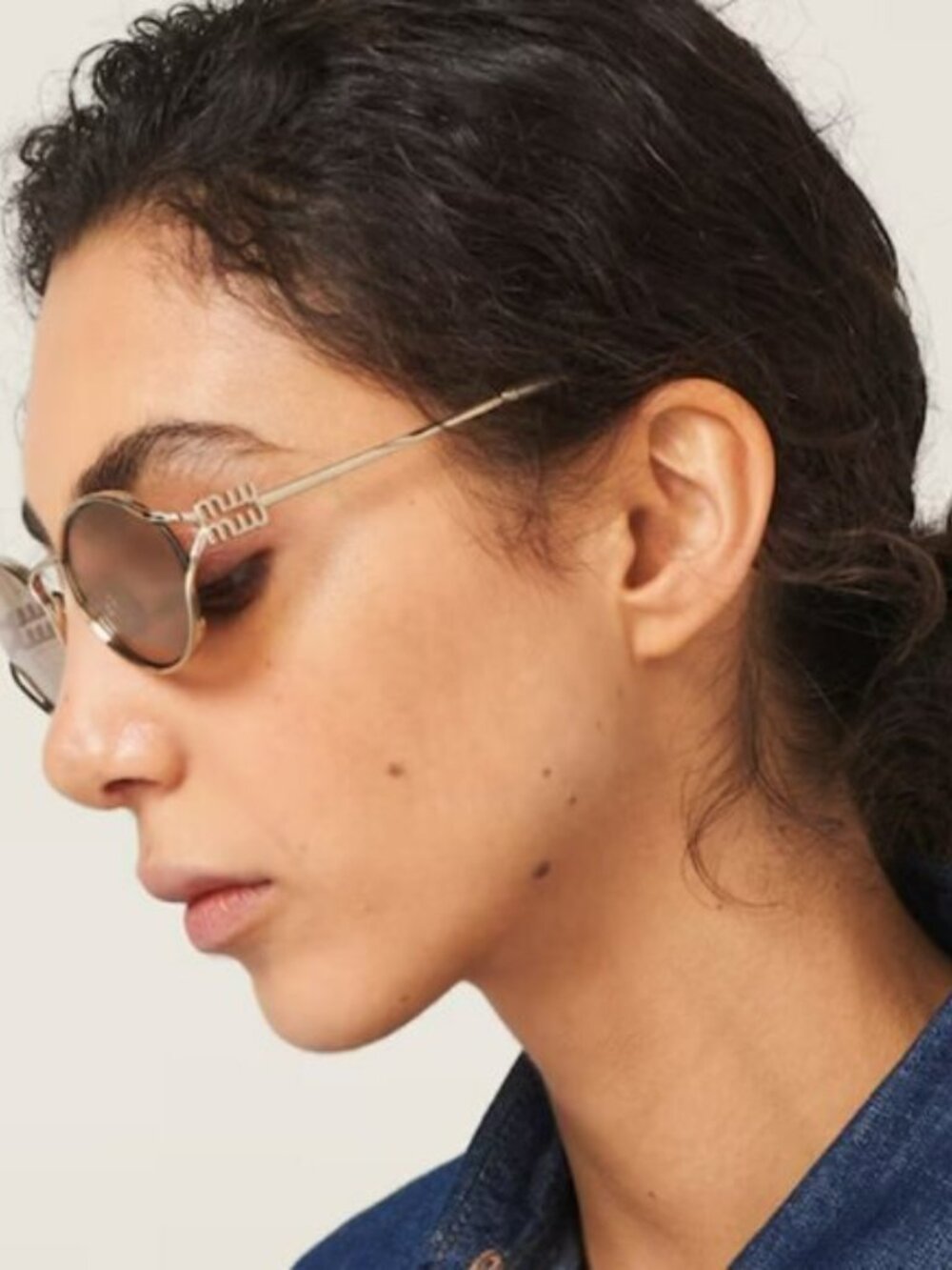 Miu Miu MU52YS ZVN20F BRAND NEW Sunglasses Pink Gold Mirror Silver Oval Unisex - Picture 13 of 14